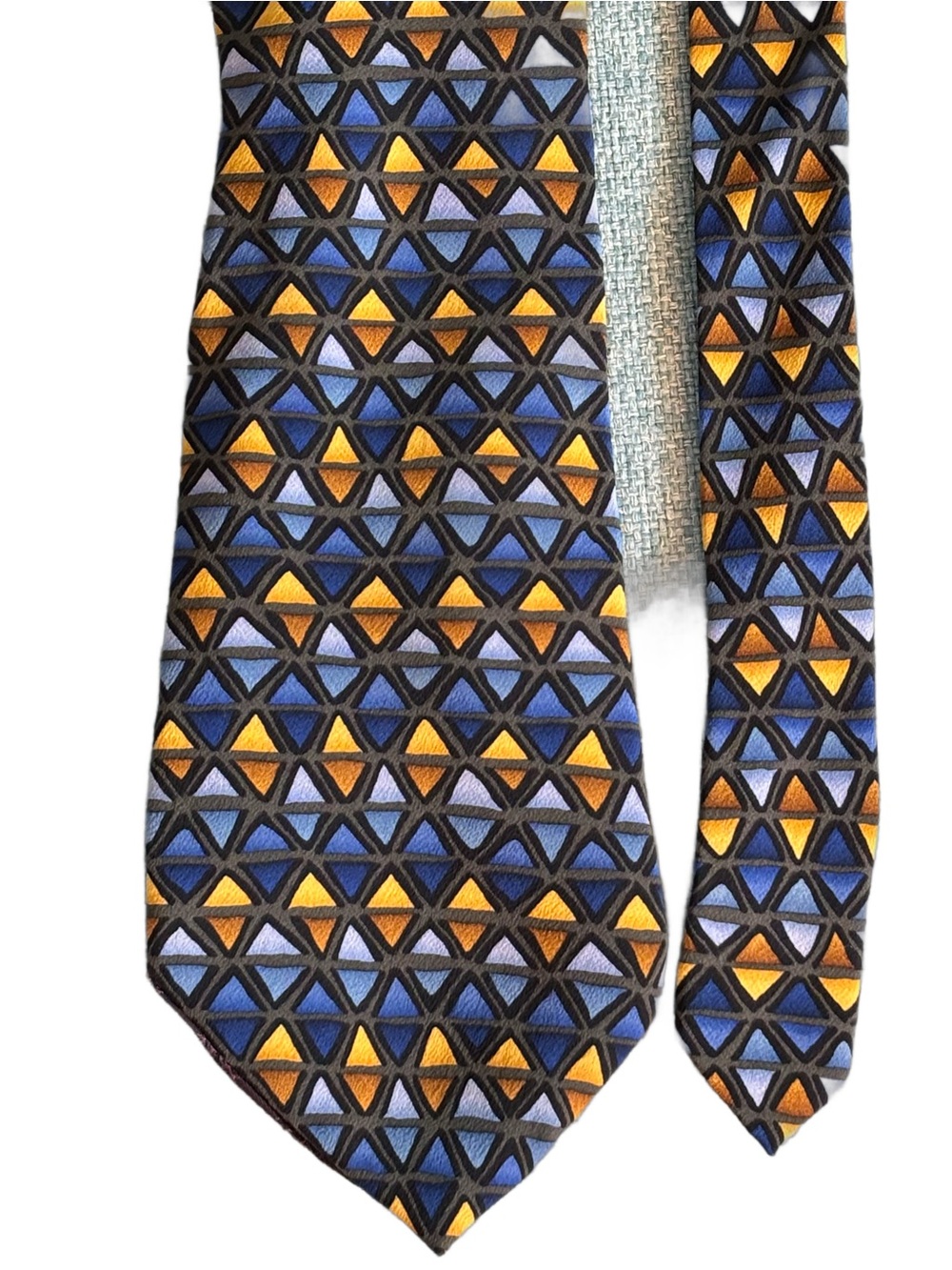 DANCING BEAR Blue Black Gold Diamonds Inspired by the Grateful Dead Silk Tie